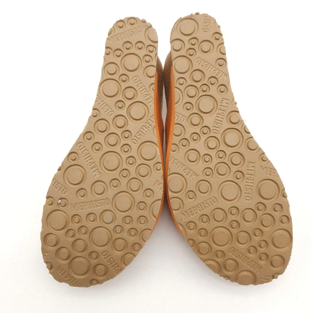 Mephisto Lisane (Women's EU 36 US 6) Orange Sandals Wedge Slide Leather Cork